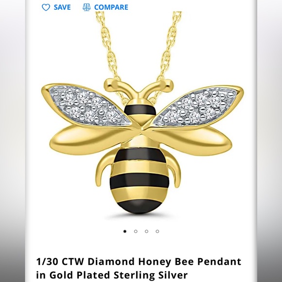 Diamond HoneyBee Necklace & Stud Earrings Set - Picture 4 of 7